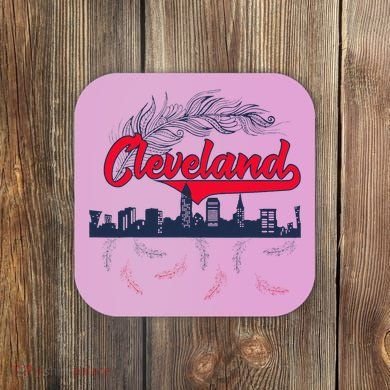 Retro Cleveland Native American Tribe Feathers Gift Coaster