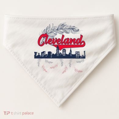 Retro Cleveland Native American Tribe Feathers Gift USA-Made Doggie Bandana