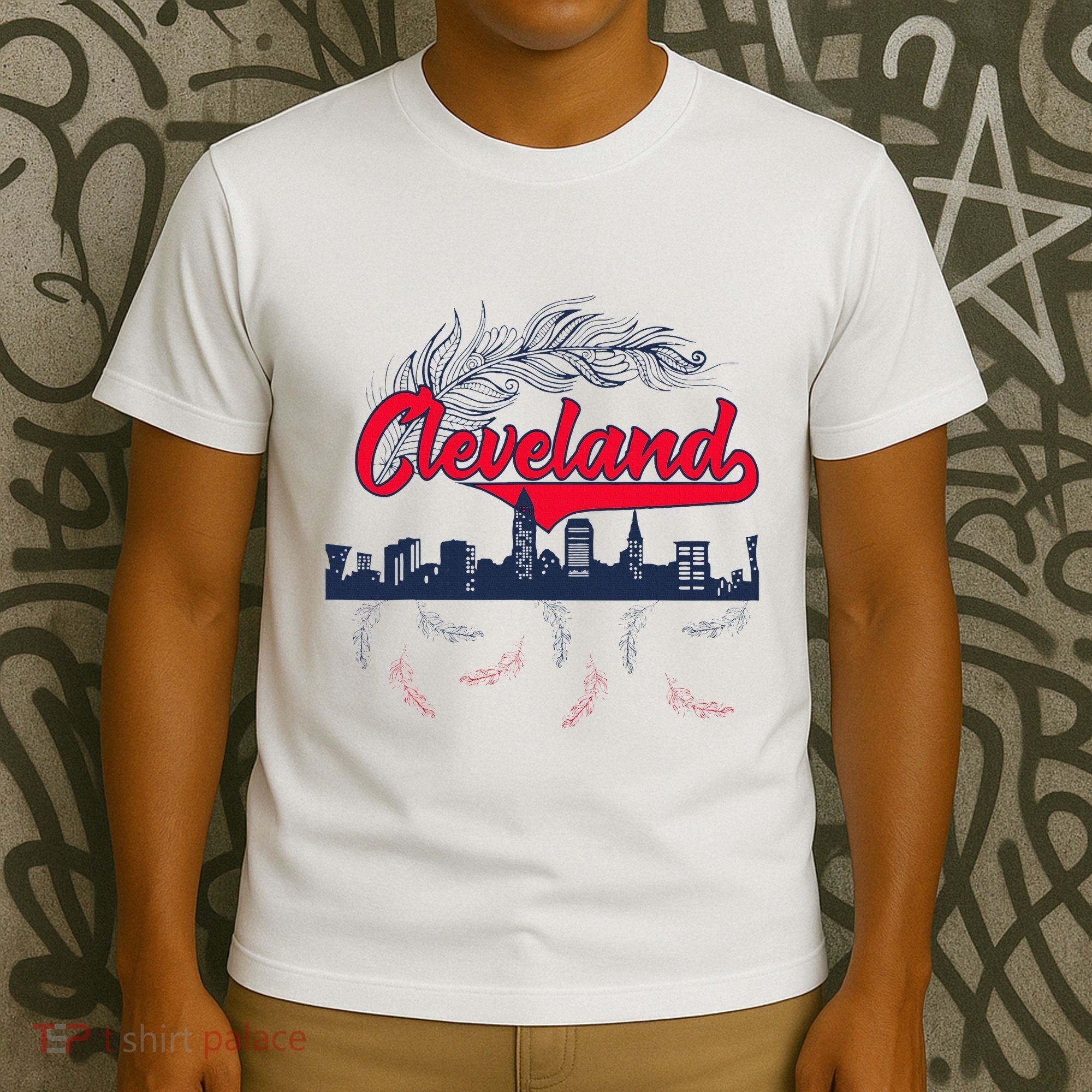 Retro Cleveland Native American Tribe Feathers Gift T-Shirt