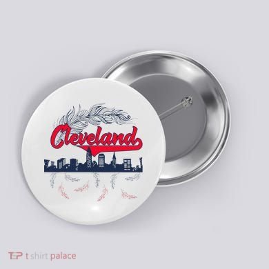 Retro Cleveland Native American Tribe Feathers Gift Button