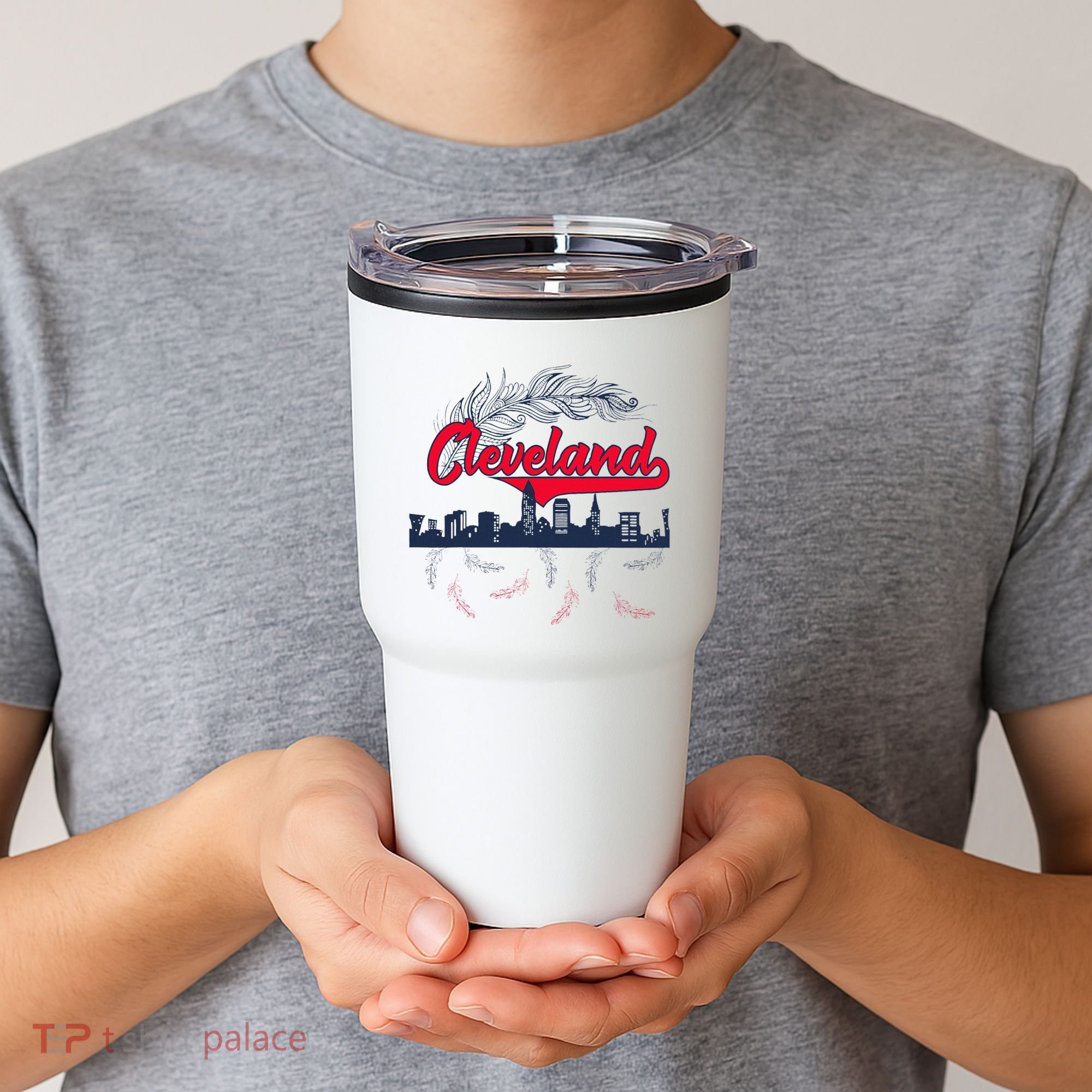 Retro Cleveland Native American Tribe Feathers Gift Tumbler