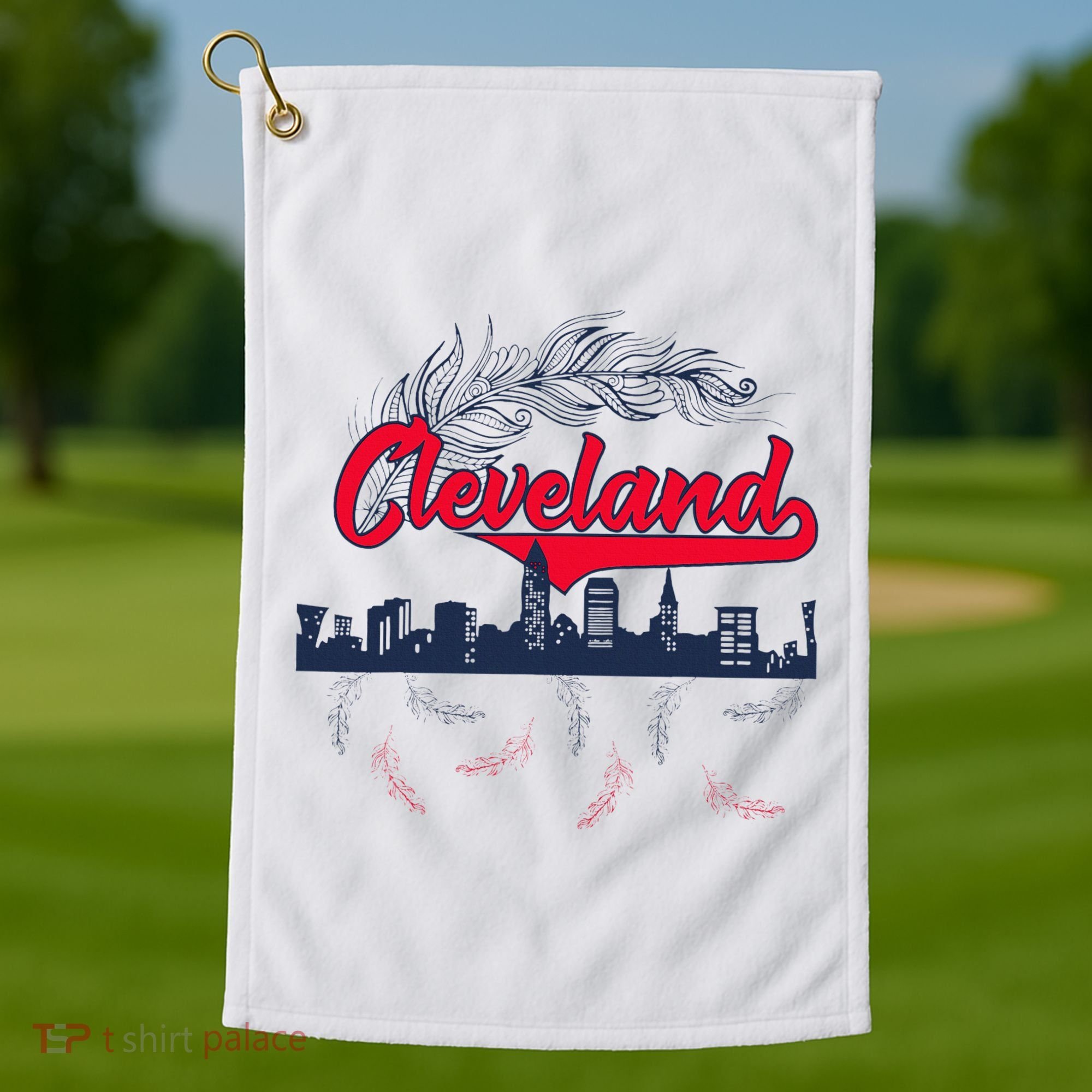 Retro Cleveland Native American Tribe Feathers Gift Golf Towel