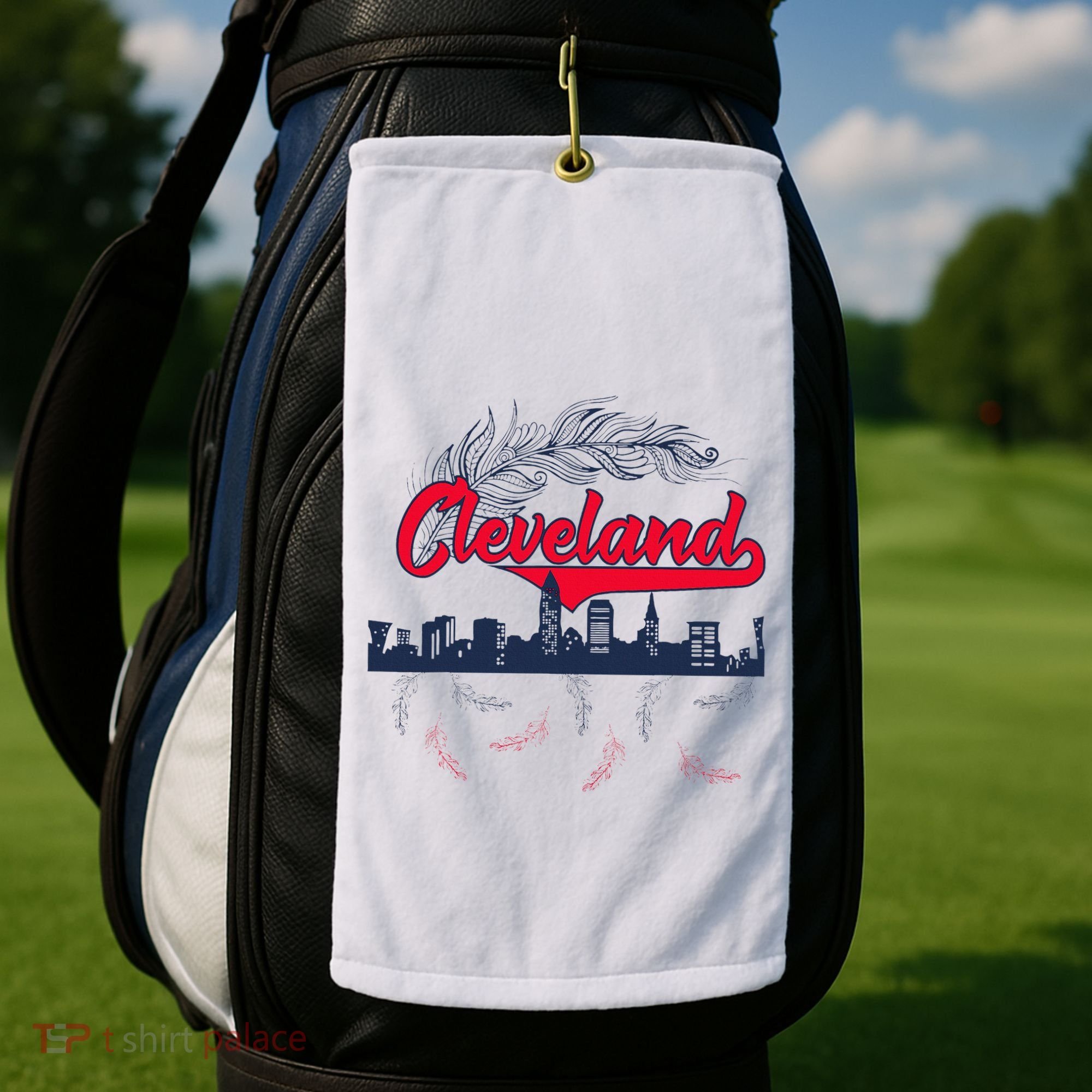 Retro Cleveland Native American Tribe Feathers Gift Golf Towel