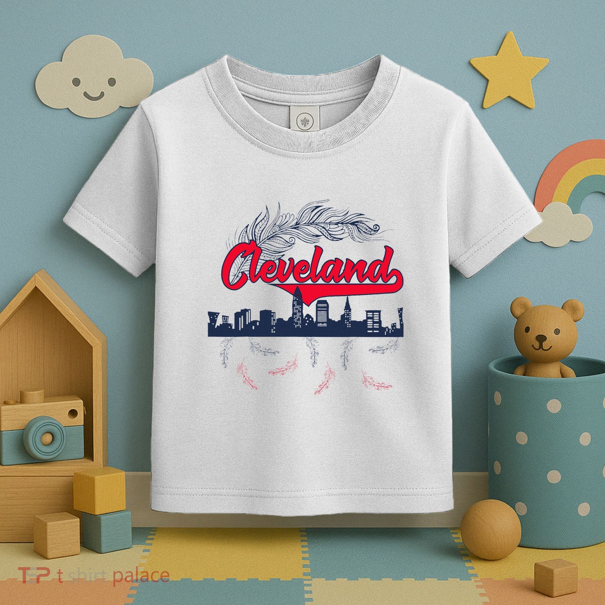Retro Cleveland Native American Tribe Feathers Gift Toddler T-Shirt