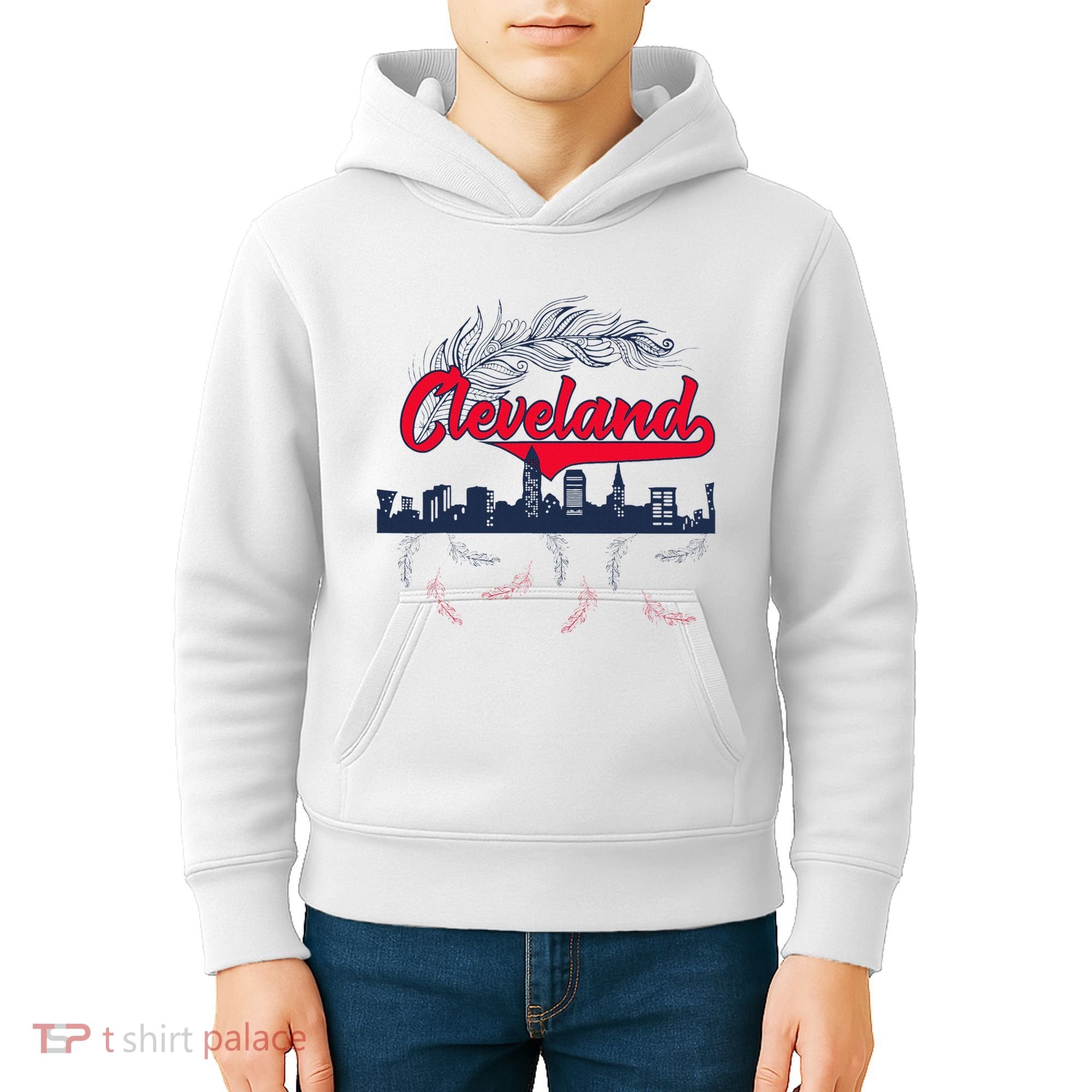 Retro Cleveland Native American Tribe Feathers Gift Kids Hoodie