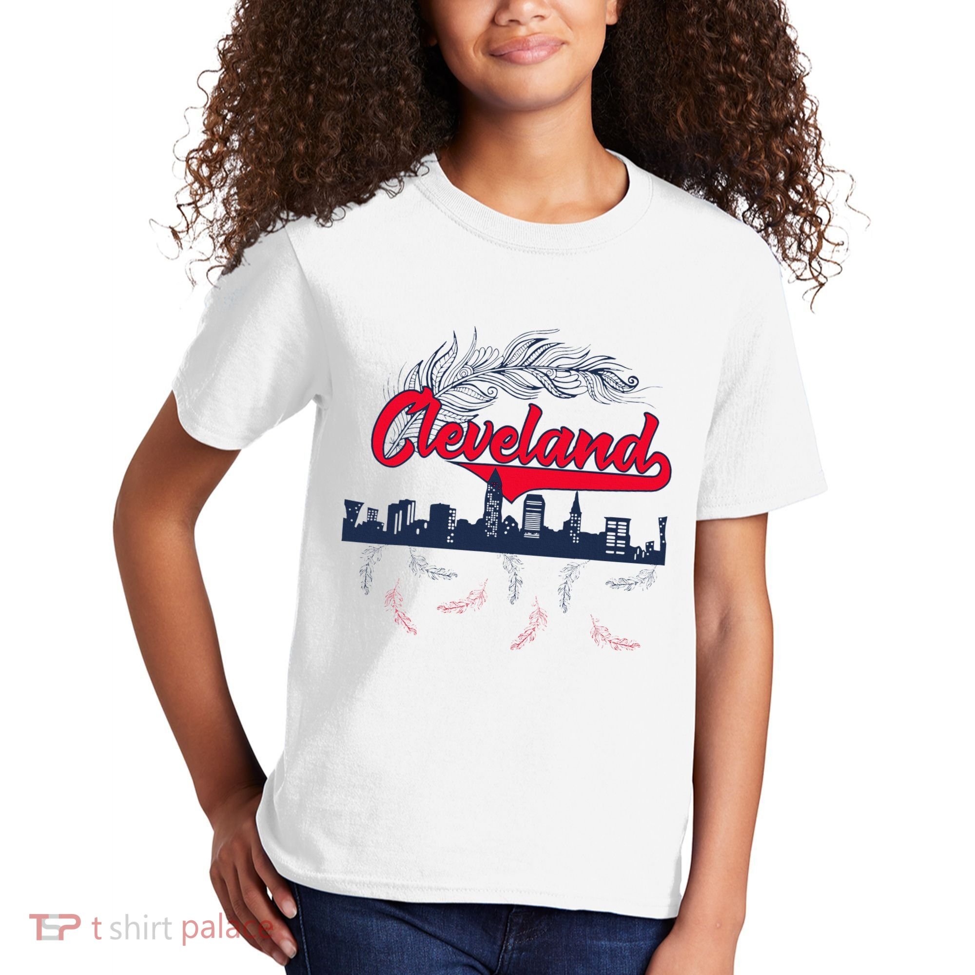 Retro Cleveland Native American Tribe Feathers Gift Kids T-Shirt