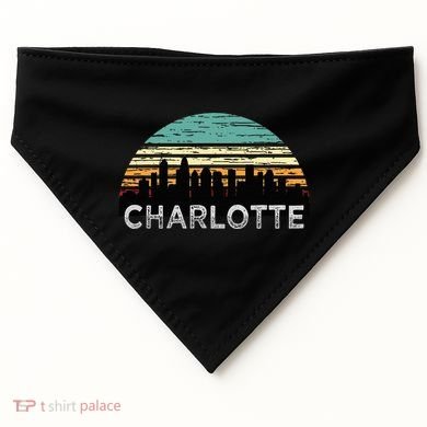 Retro Charlotte North Carolina Print Skyline USA-Made Doggie Bandana