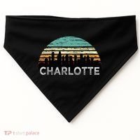 Retro Charlotte North Carolina Print Skyline USA-Made Doggie Bandana thumb 0