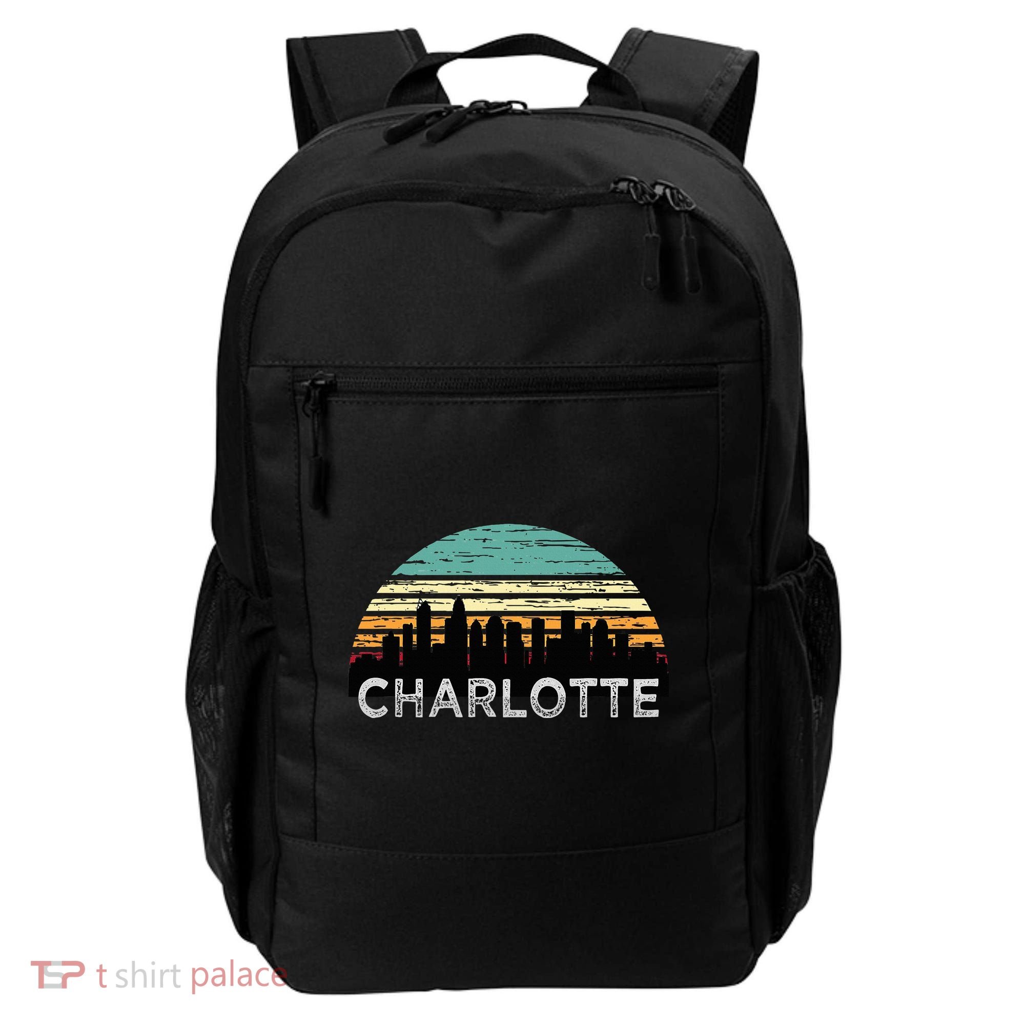 Retro Charlotte North Carolina Print Skyline Backpack