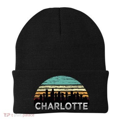 Retro Charlotte North Carolina Print Skyline Beanie