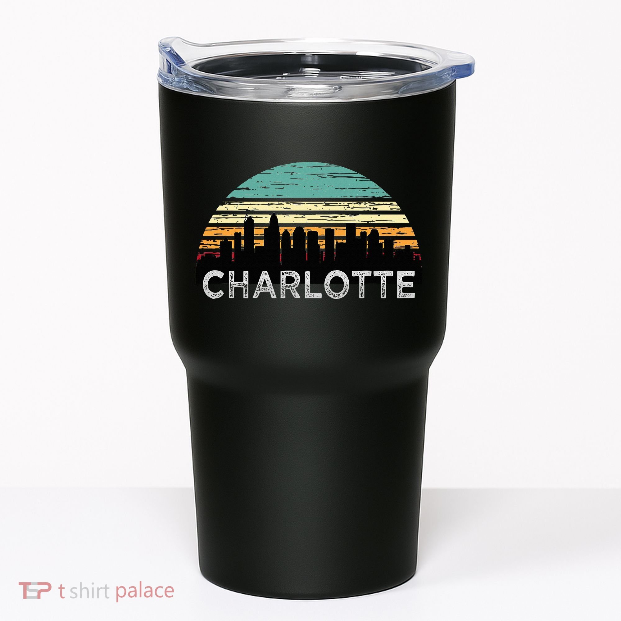 Retro Charlotte North Carolina Print Skyline Tumbler