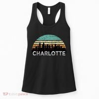 Retro Charlotte North Carolina Print Skyline Women's Tank Top thumb 0