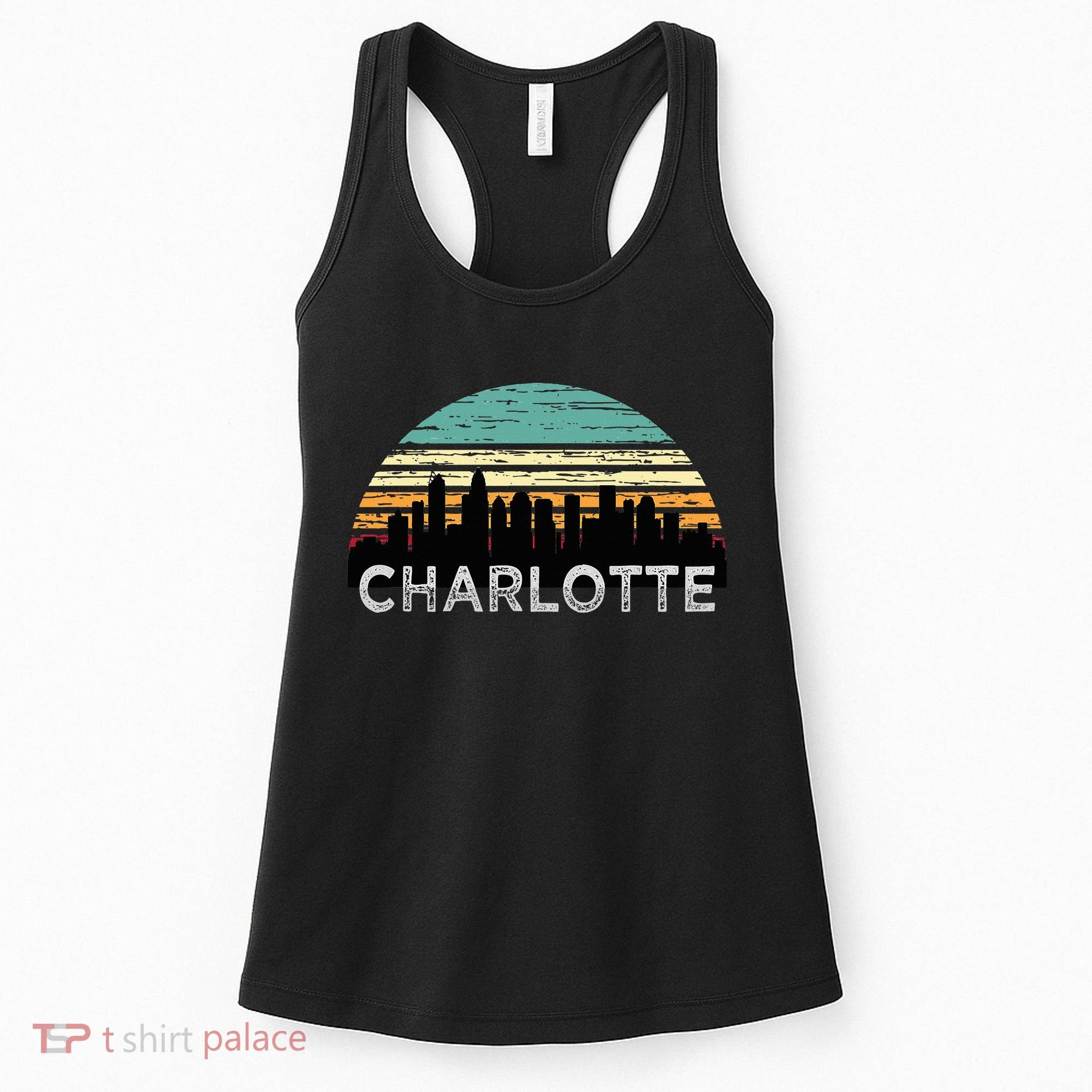 Retro Charlotte North Carolina Print Skyline Women's Tank Top