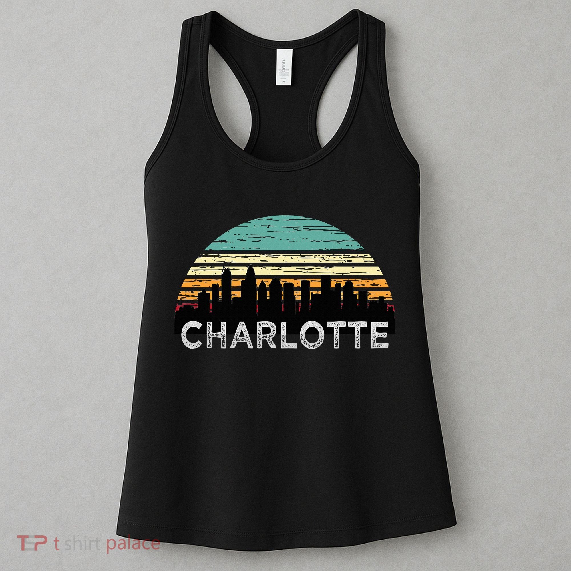 Retro Charlotte North Carolina Print Skyline Women's Tank Top
