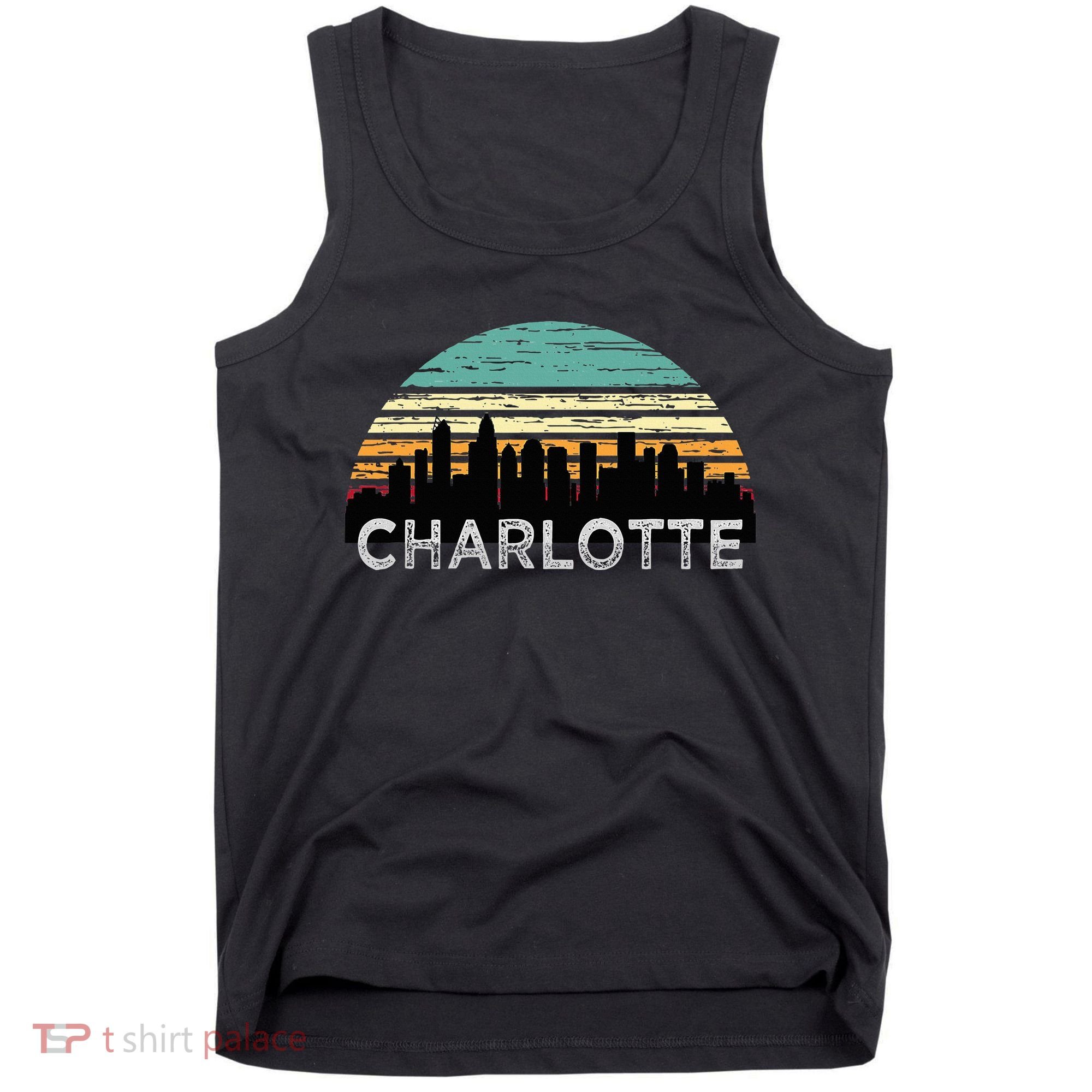 Retro Charlotte North Carolina Print Skyline Tank Top