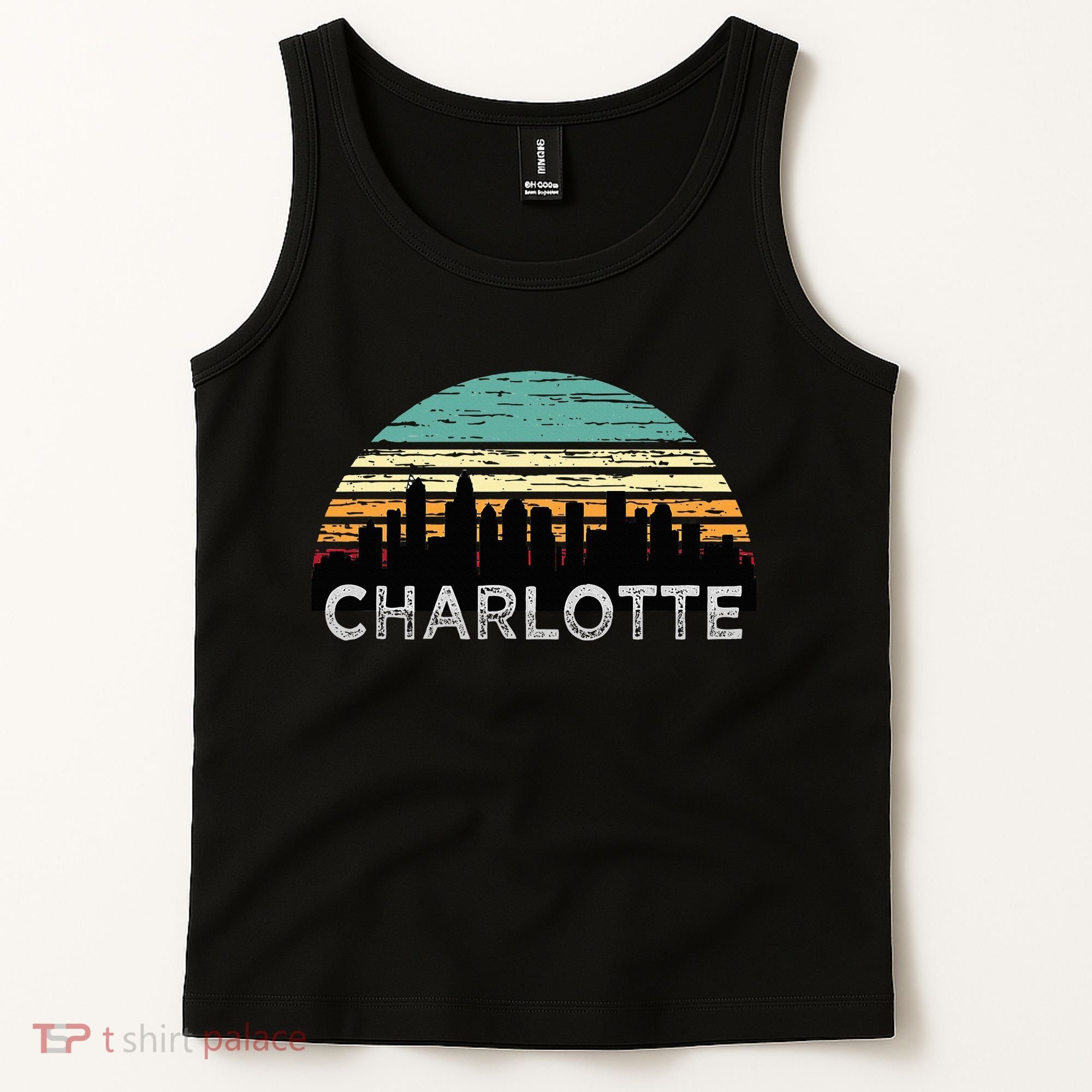Retro Charlotte North Carolina Print Skyline Tank Top