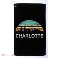 Retro Charlotte North Carolina Print Skyline Golf Towel thumb 0