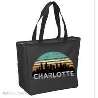Retro Charlotte North Carolina Print Skyline Tote Bag thumb 2