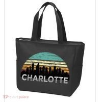 Retro Charlotte North Carolina Print Skyline Tote Bag thumb 3