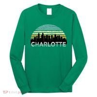 Retro Charlotte North Carolina Print Skyline Long Sleeve Shirt thumb 0