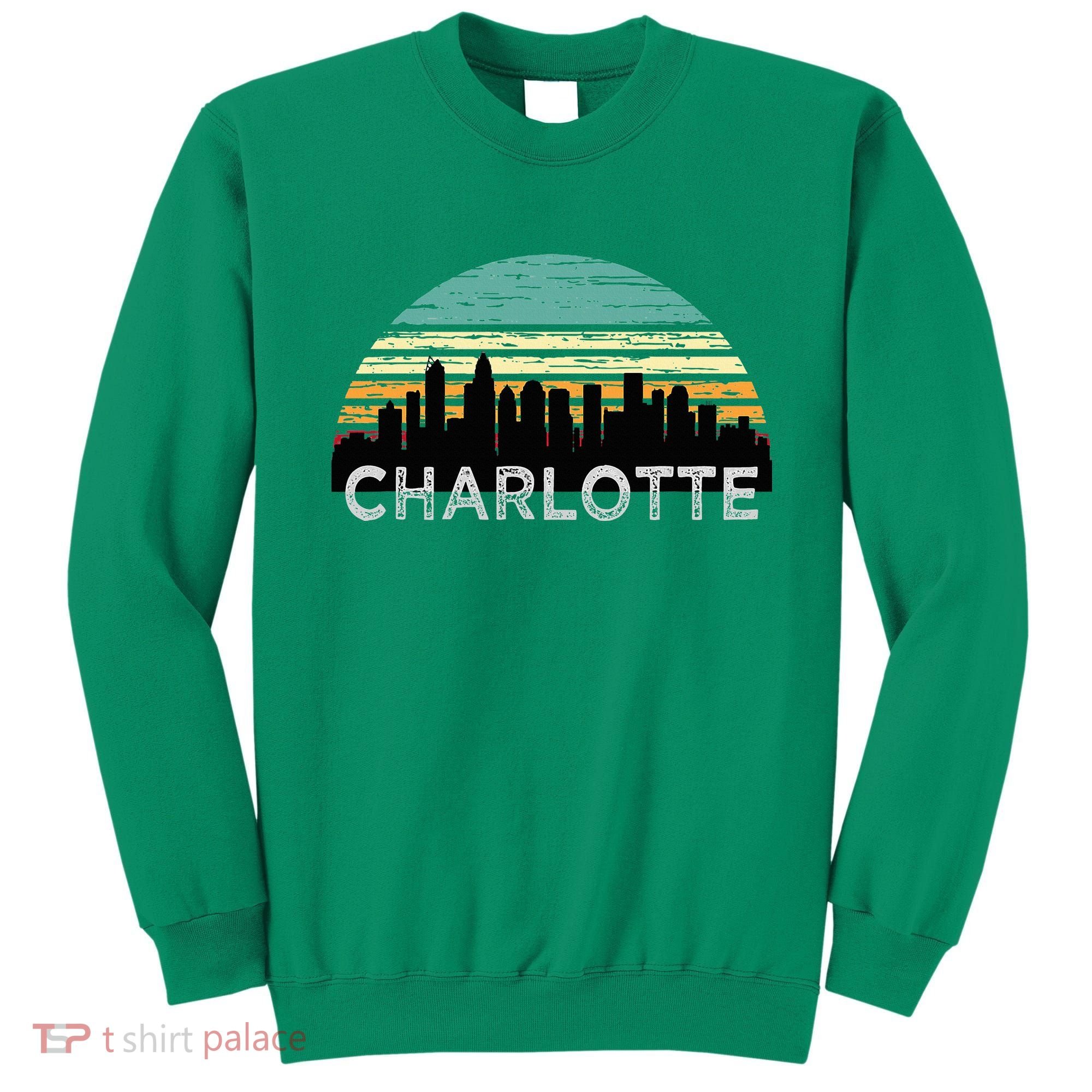 Retro Charlotte North Carolina Print Skyline Sweatshirt
