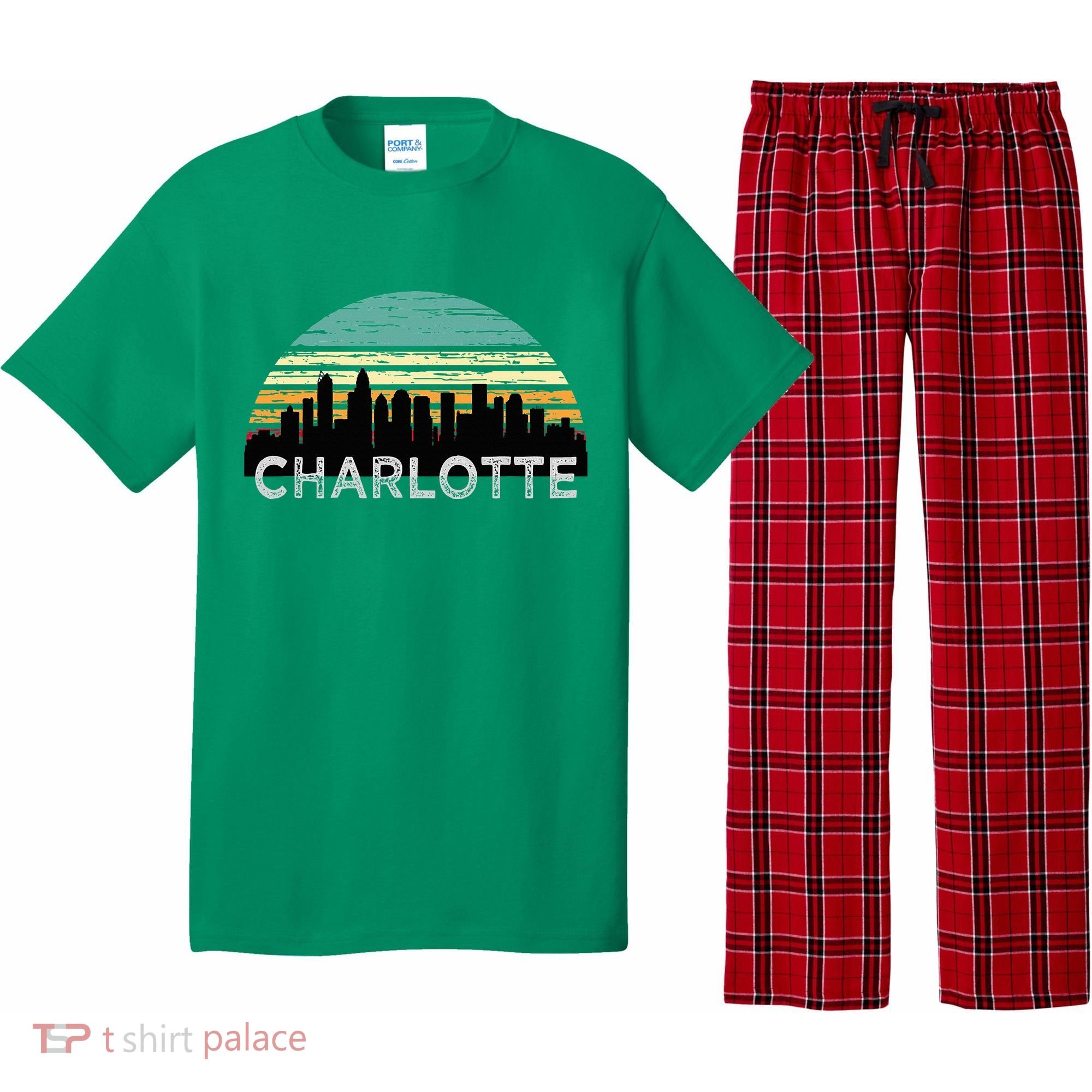 Retro Charlotte North Carolina Print Skyline Pajama Set