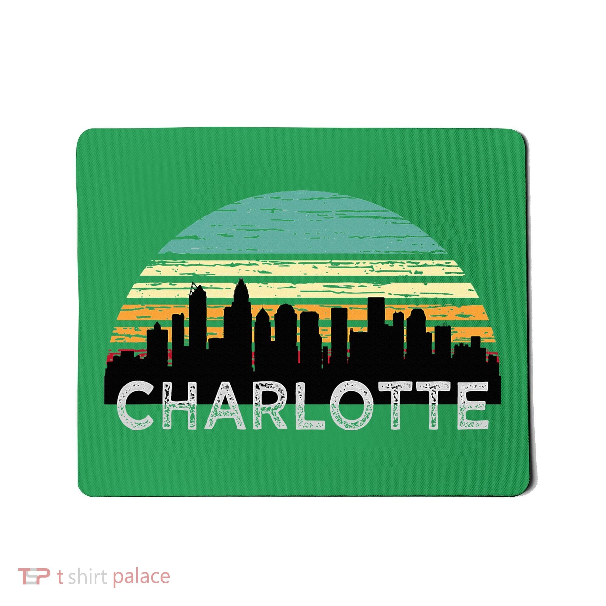 Retro Charlotte North Carolina Print Skyline Mousepad