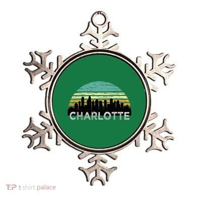 Retro Charlotte North Carolina Print Skyline Ornament