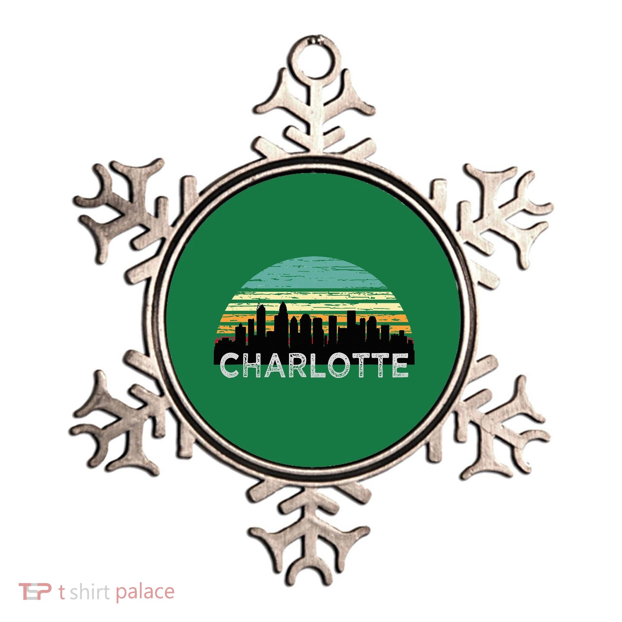 Retro Charlotte North Carolina Print Skyline Ornament