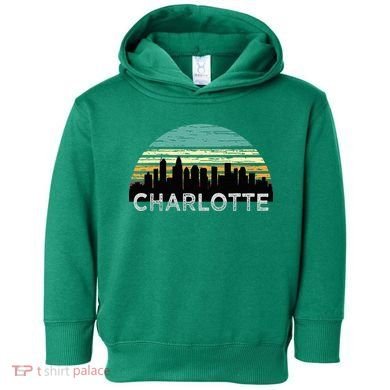 Retro Charlotte North Carolina Print Skyline Toddler Hoodie