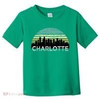 Retro Charlotte North Carolina Print Skyline Toddler T-Shirt thumb 0