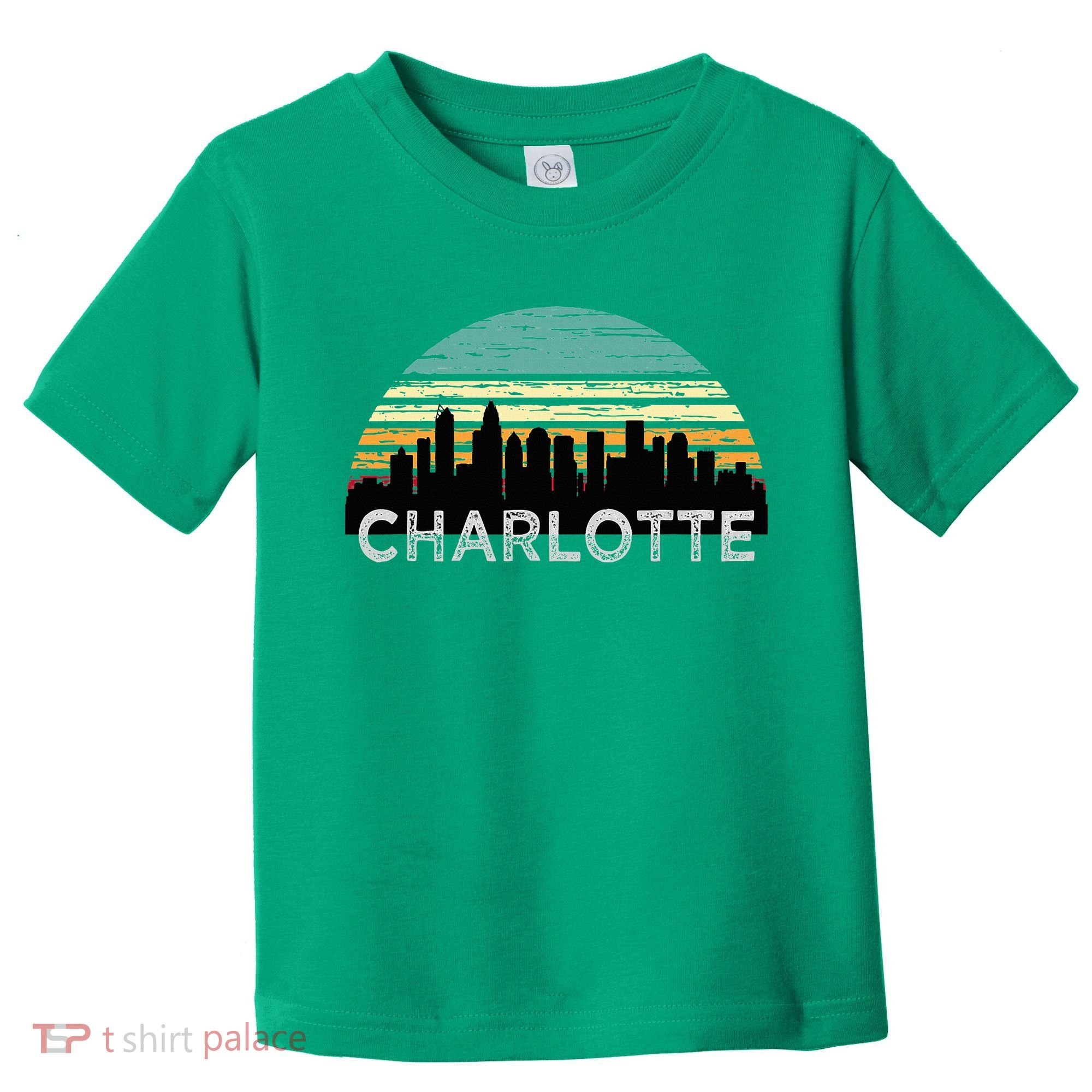 Retro Charlotte North Carolina Print Skyline Toddler T-Shirt