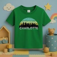 Retro Charlotte North Carolina Print Skyline Toddler T-Shirt thumb 3