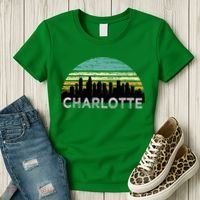 Retro Charlotte North Carolina Print Skyline Women's T-Shirt thumb 3