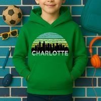 Retro Charlotte North Carolina Print Skyline Kids Hoodie thumb 2