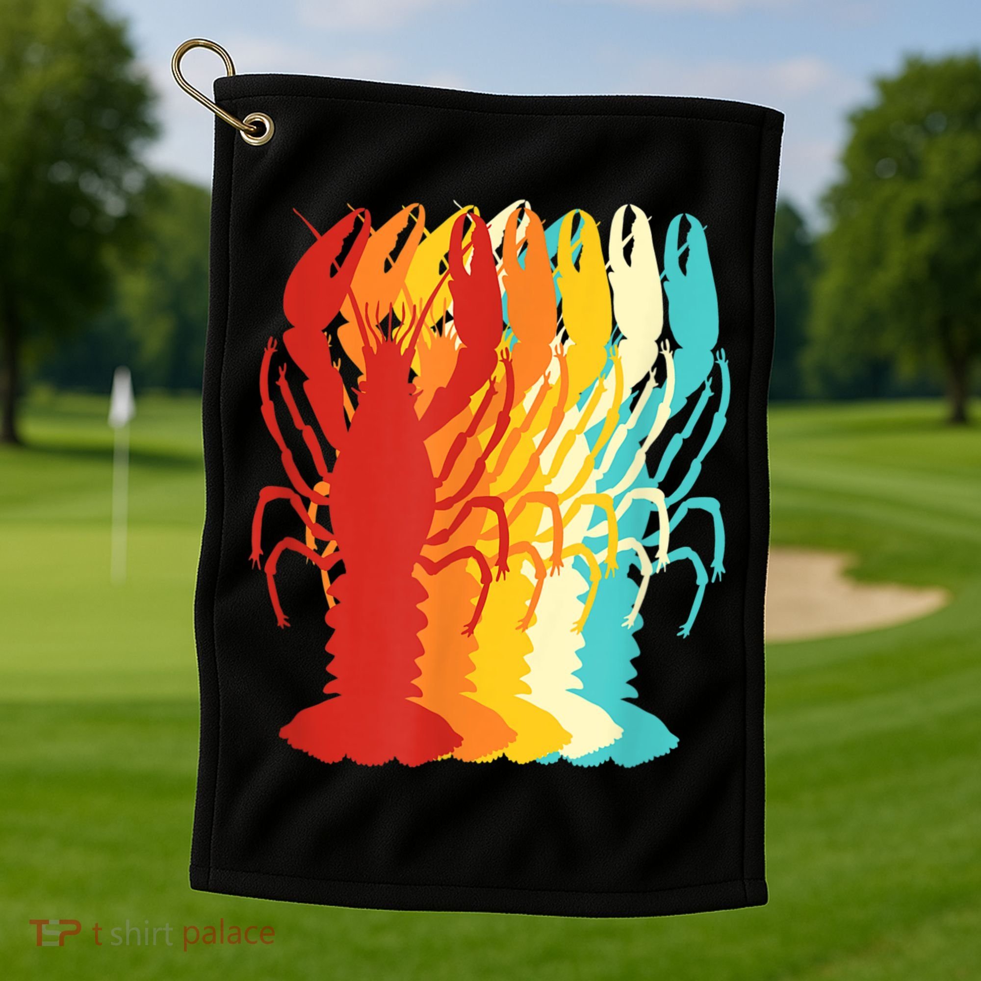 Retro Crawfish Novelty Cajun Crayfish Golf Towel