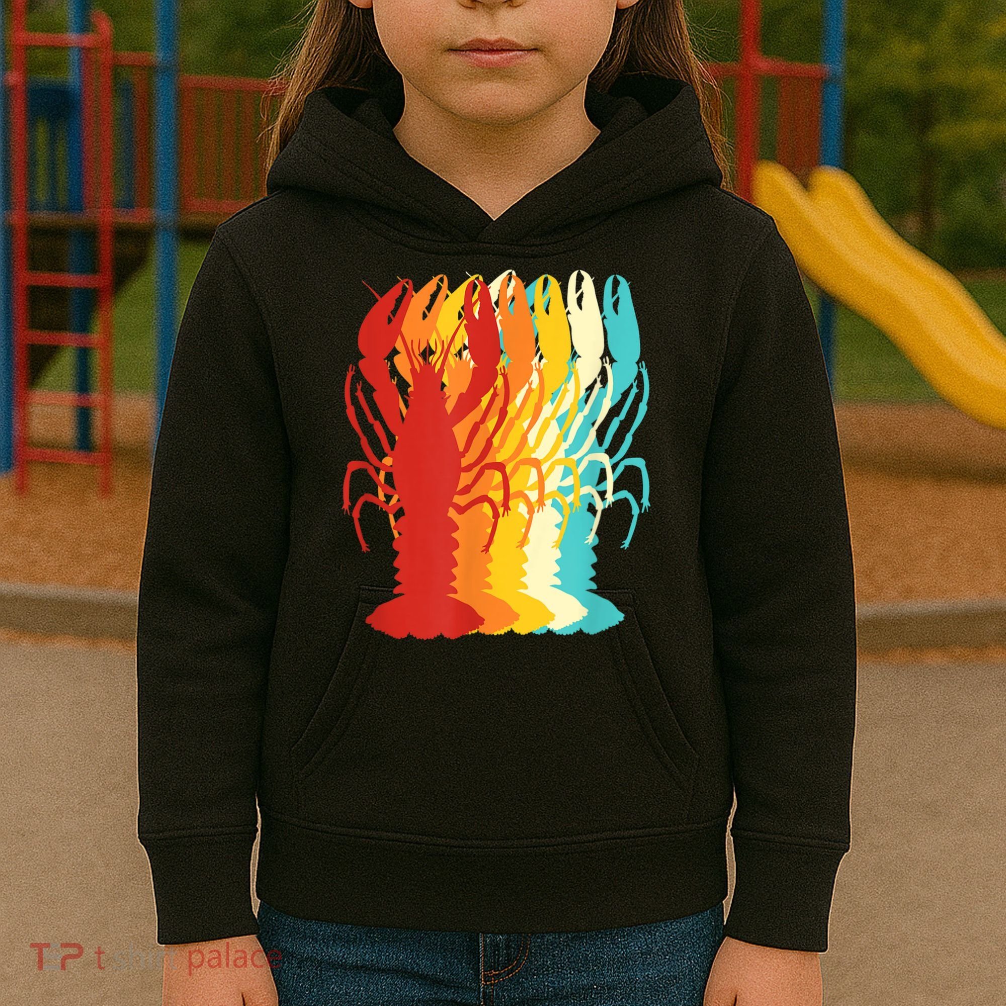 Retro Crawfish Novelty Cajun Crayfish Kids Hoodie