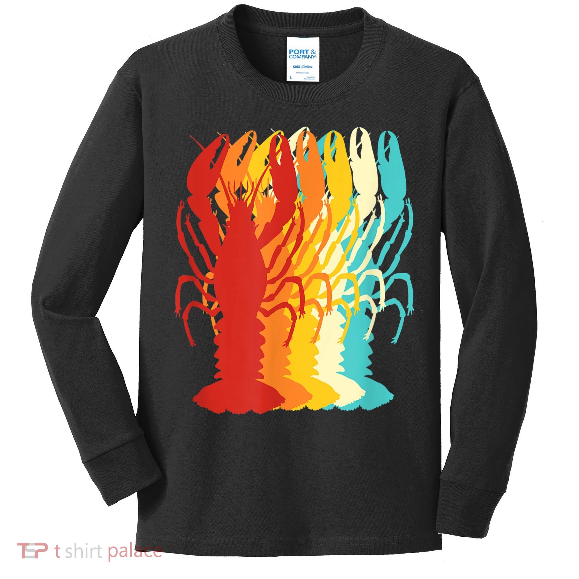 Retro Crawfish Novelty Cajun Crayfish Kids Long Sleeve Shirt
