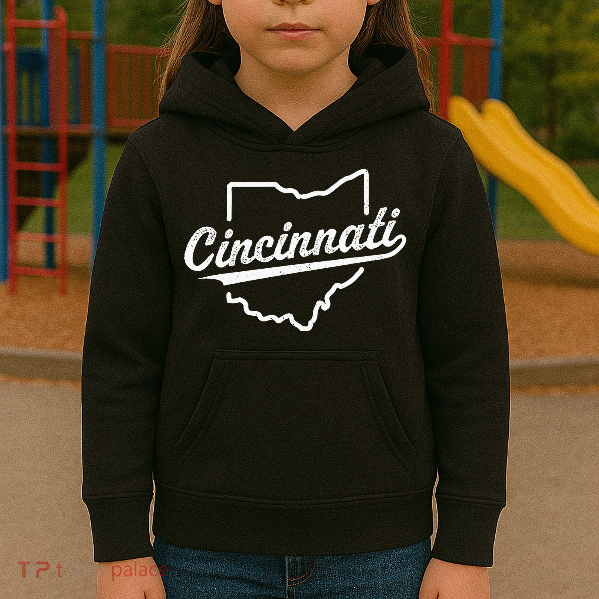 Retro Cincinnati Ohio 1788 Vintage Script Throwback Kids Hoodie