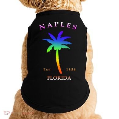 Retro Cool Original Naples Florida Beach Palm Tree Gift Doggie Tank