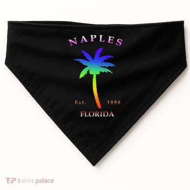 Retro Cool Original Naples Florida Beach Palm Tree Gift USA-Made Doggie Bandana