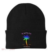 Retro Cool Original Naples Florida Beach Palm Tree Gift Beanie thumb 0
