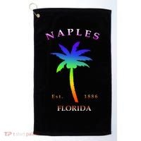 Retro Cool Original Naples Florida Beach Palm Tree Gift Golf Towel thumb 0
