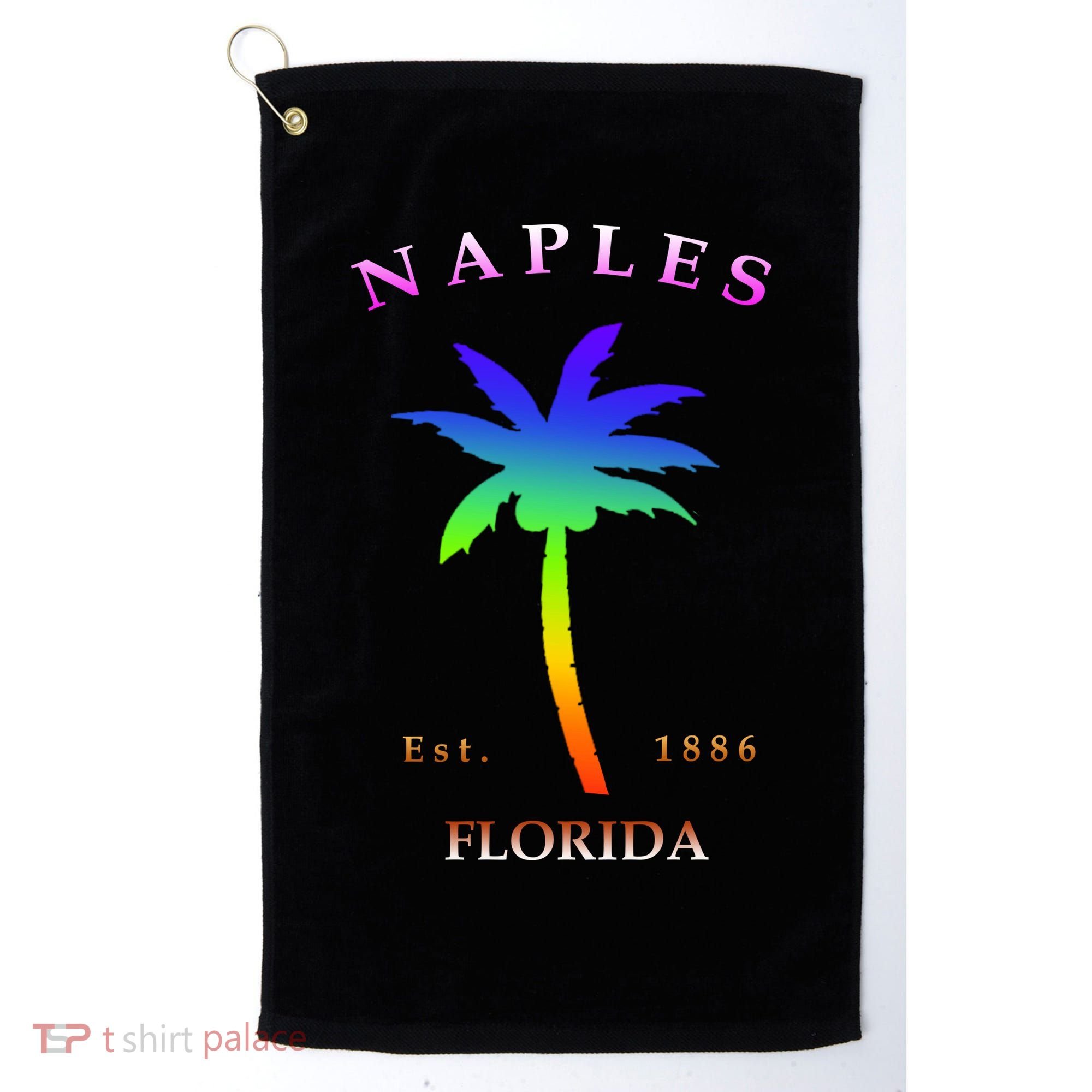 Retro Cool Original Naples Florida Beach Palm Tree Gift Golf Towel