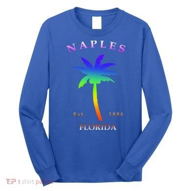 Retro Cool Original Naples Florida Beach Palm Tree Gift Long Sleeve Shirt