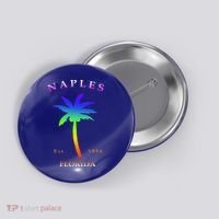Retro Cool Original Naples Florida Beach Palm Tree Gift Button thumb 0
