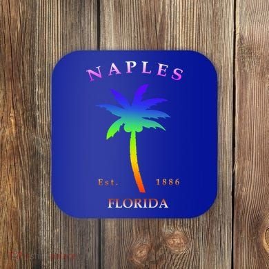 Retro Cool Original Naples Florida Beach Palm Tree Gift Coaster