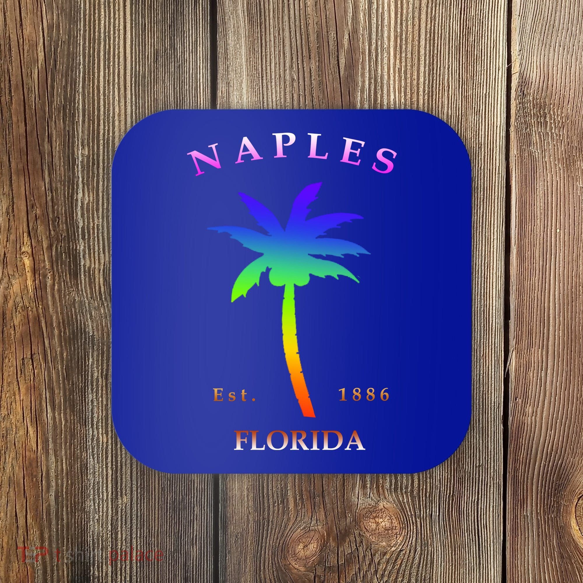 Retro Cool Original Naples Florida Beach Palm Tree Gift Coaster