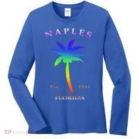 Retro Cool Original Naples Florida Beach Palm Tree Gift Women's Long Sleeve Shirt thumb 0