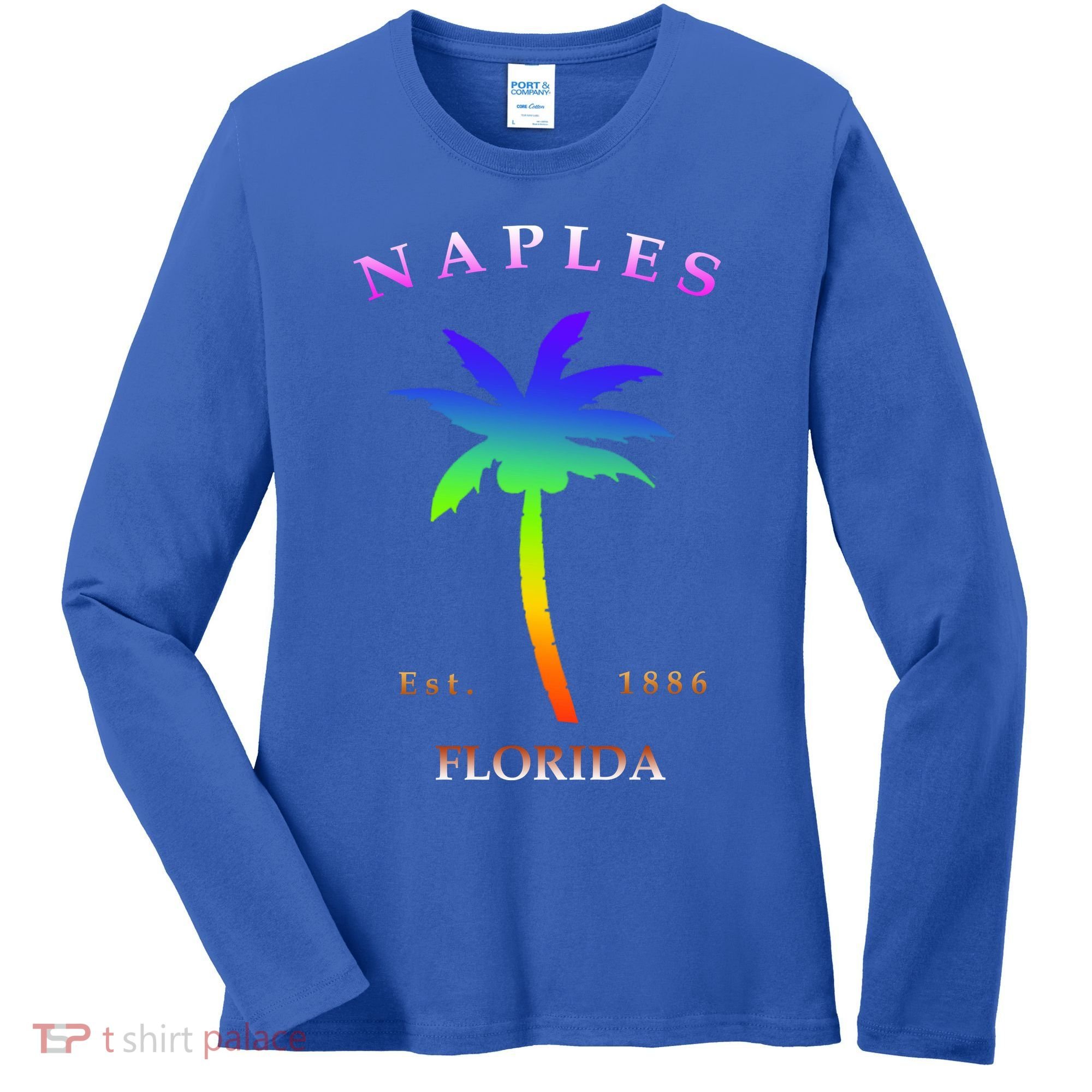 Retro Cool Original Naples Florida Beach Palm Tree Gift Women's Long Sleeve Shirt